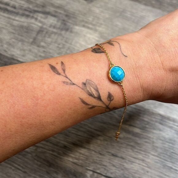 Stella & Dot retired blue beaded adjustable bracelet - Picture 6 of 9